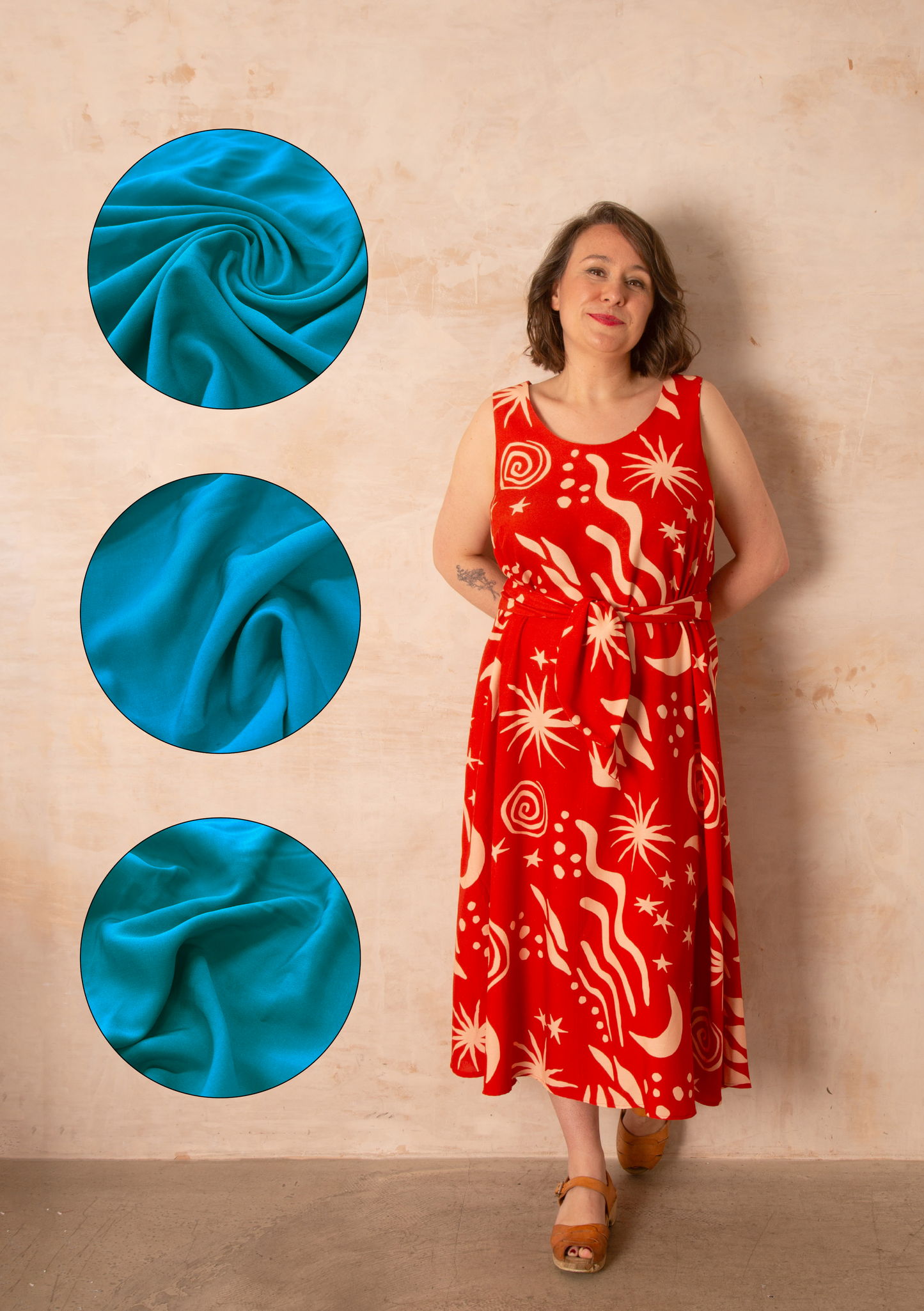 Hayley Dress Kit - Teal Viscose Poplin