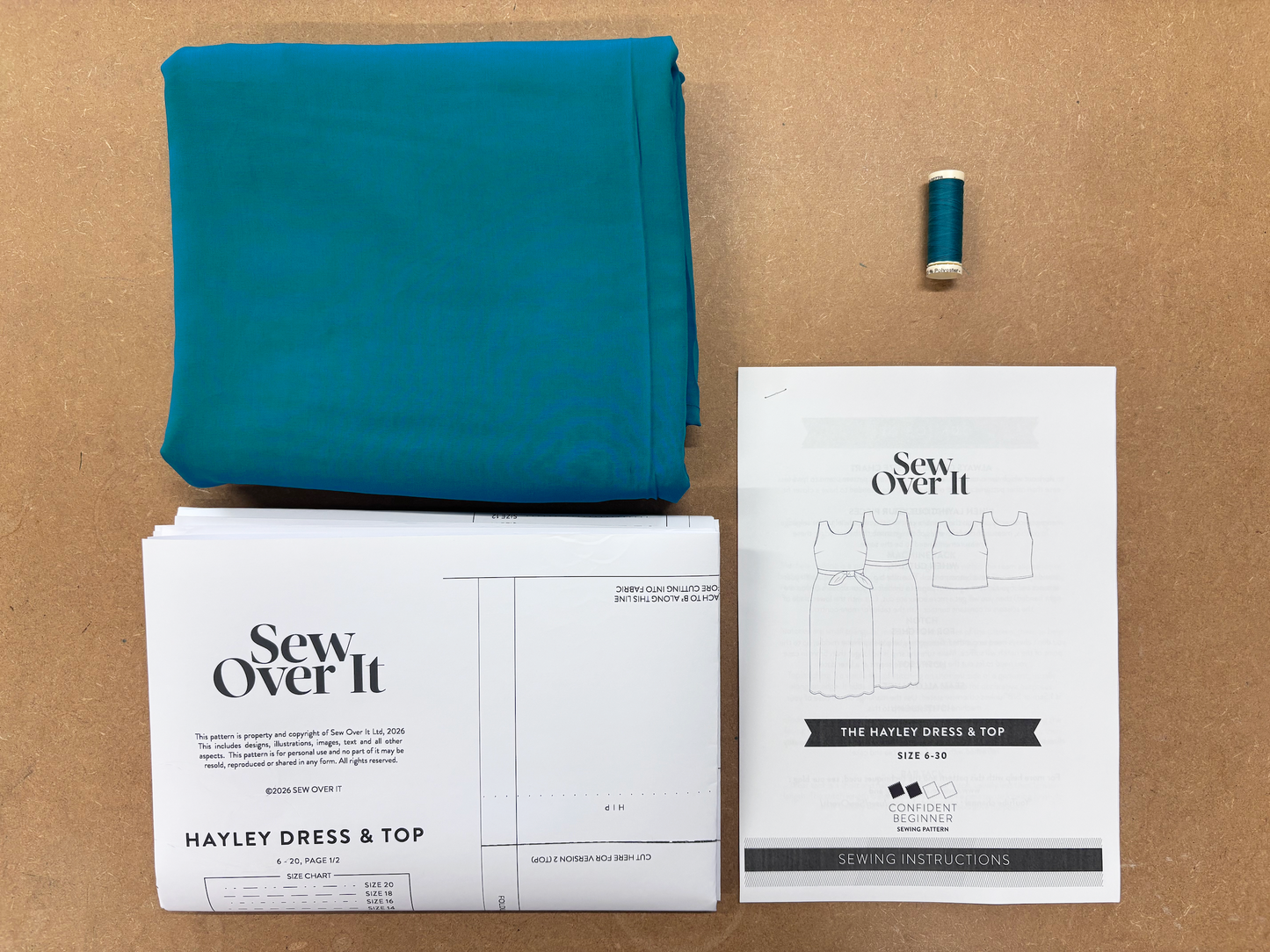 Hayley Dress Kit - Teal Viscose Poplin