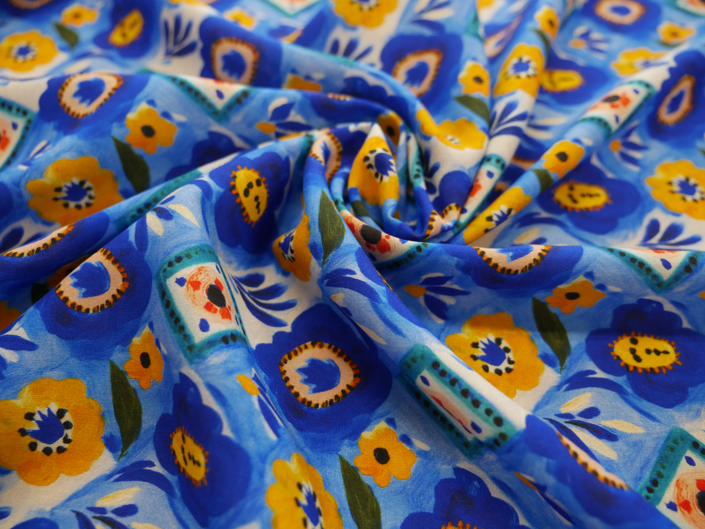 Natalia Dress Kit - Azure Tiles Viscose Lawn