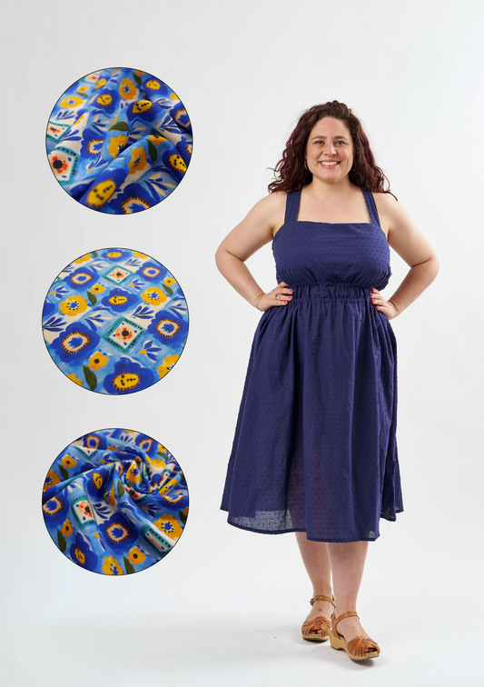 Natalia Dress Kit - Azure Tiles Viscose Lawn