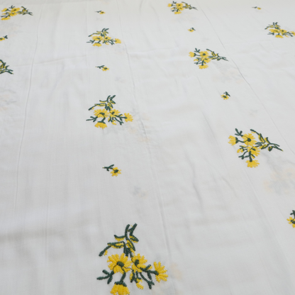 Cotton - Embroidered Flowers