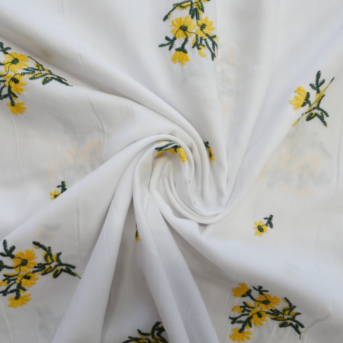 Cotton - Embroidered Flowers