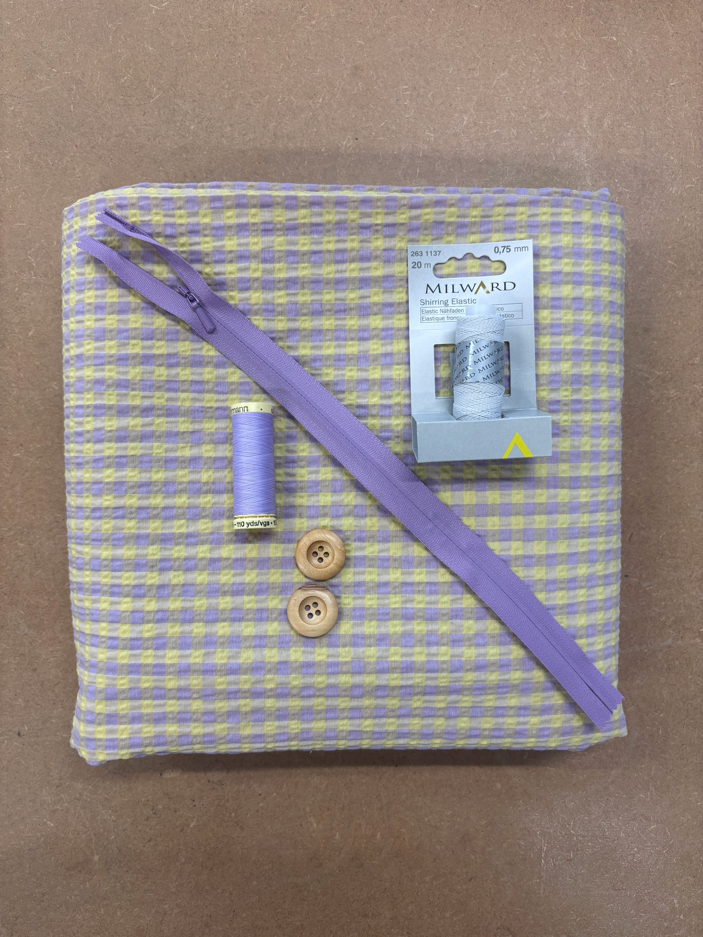 Malorie Dress Kit - Lilac & Yellow Gingham