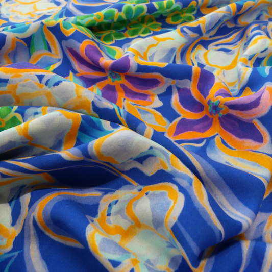 Marine Florals Viscose Challis