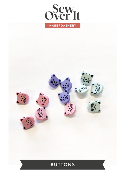 Cat Buttons - 14mm (Assorted Colours)