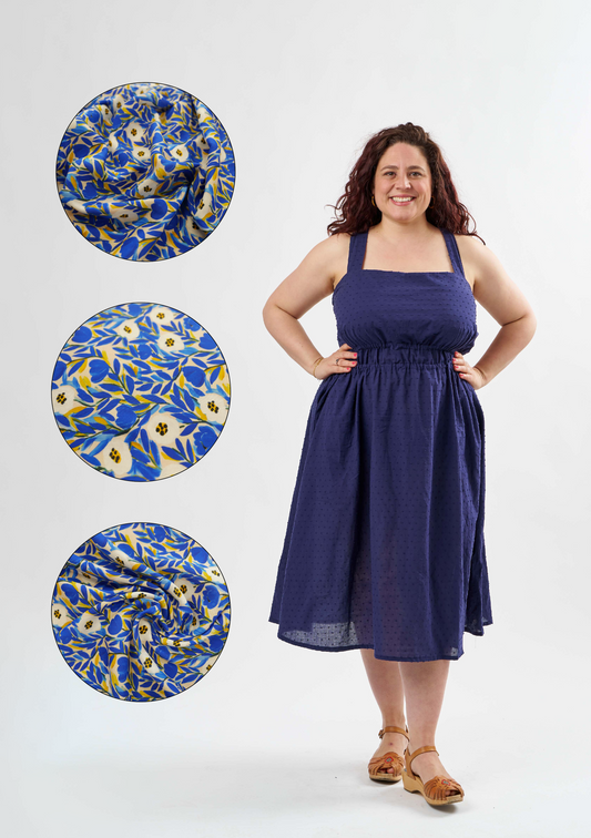 Natalia Dress Kit - Cobalt Meadow Viscose Lawn