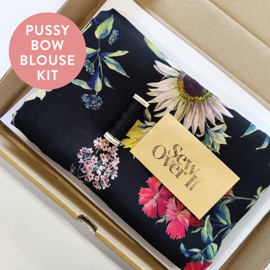 Pussy Bow Blouse Kit - Midnight Botanical
