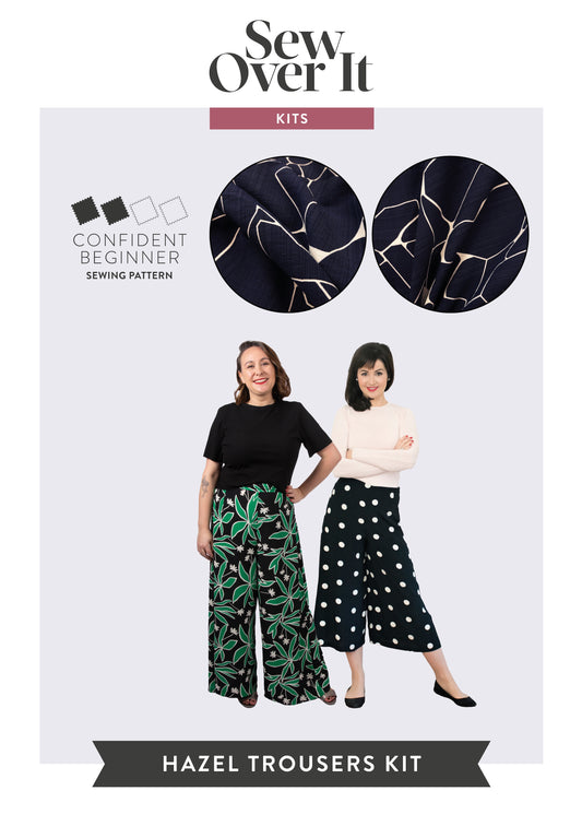 Hazel Trousers Kit - Navy Geometric Lines