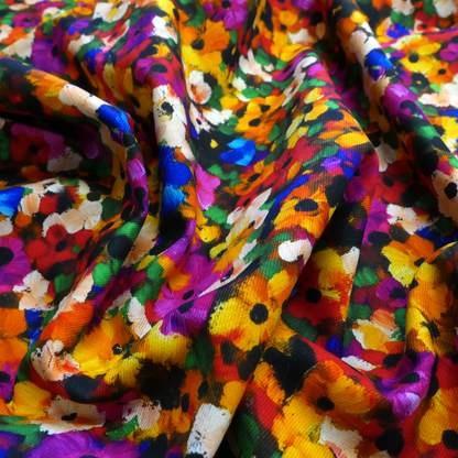 Viscose Cotton Twill- Painted Flowers