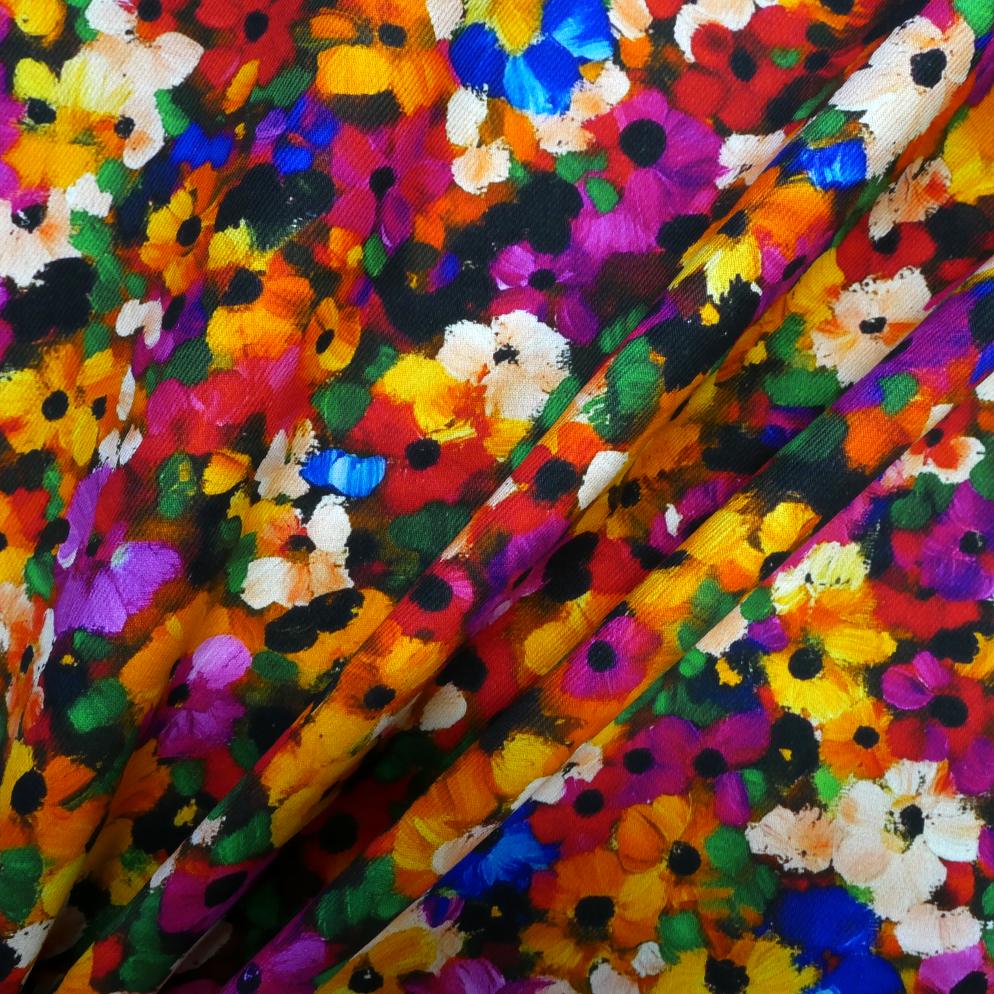 Viscose Cotton Twill- Painted Flowers