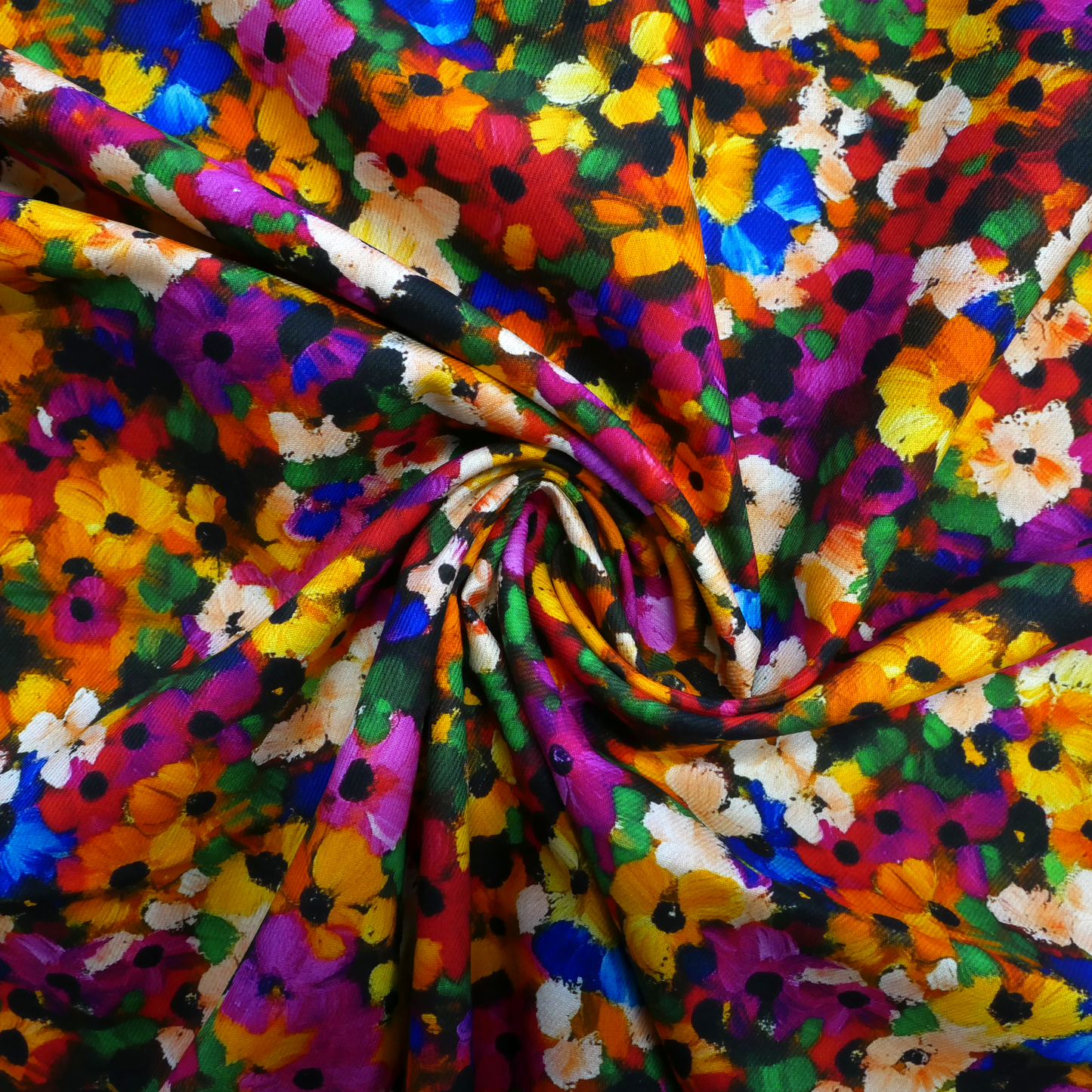 Viscose Cotton Twill- Painted Flowers