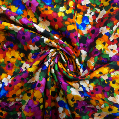 Viscose Cotton Twill- Painted Flowers