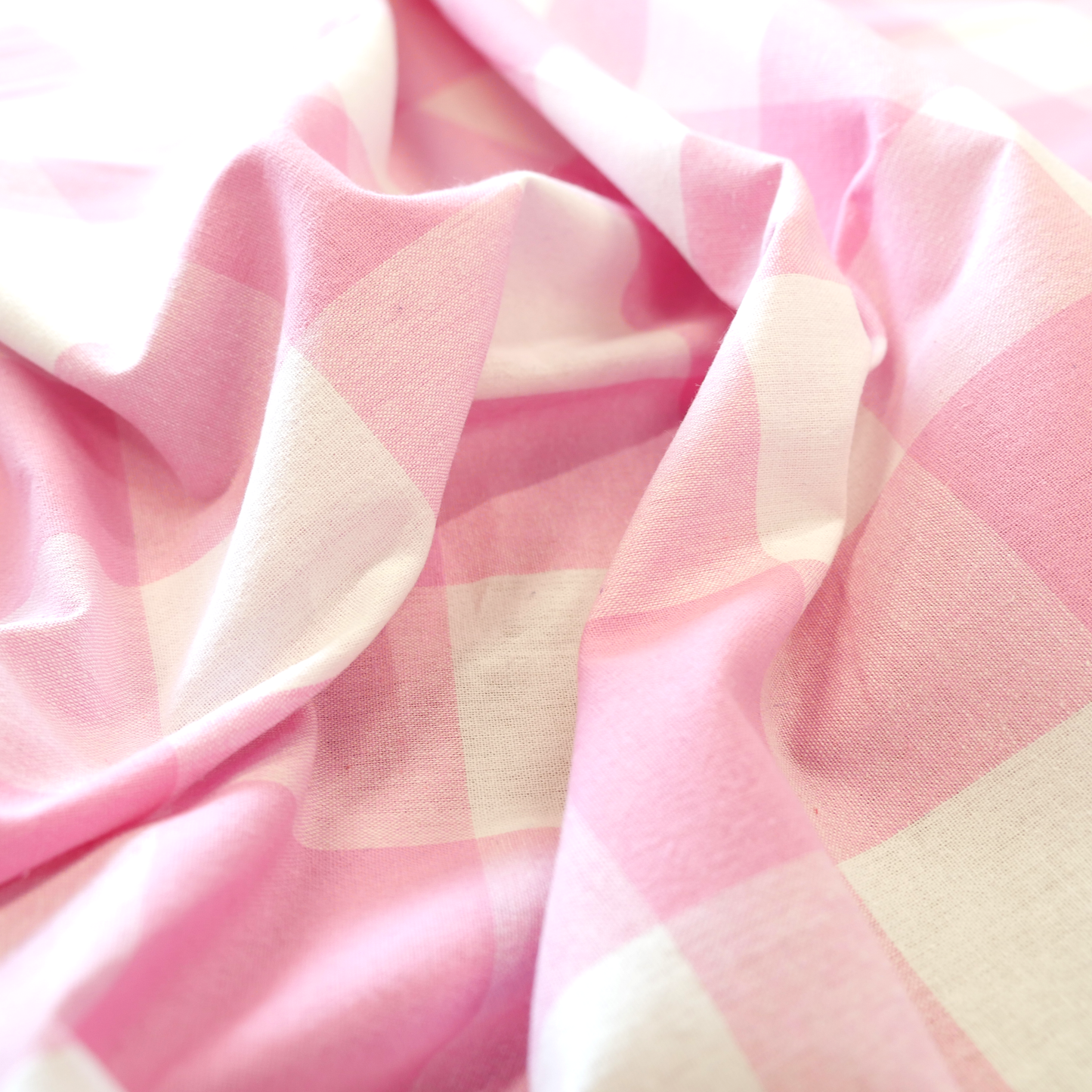 Large Check Pink Cotton Gingham - Seconds