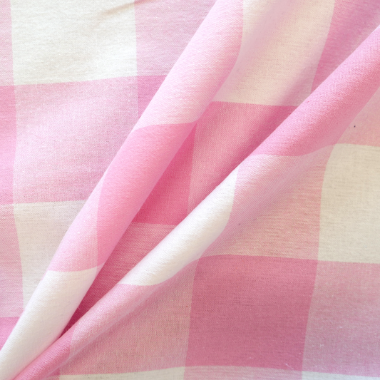 Large Check Pink Cotton Gingham - Seconds