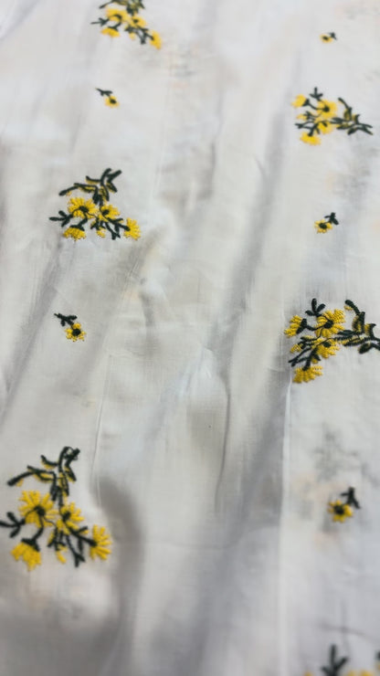 Cotton - Embroidered Flowers