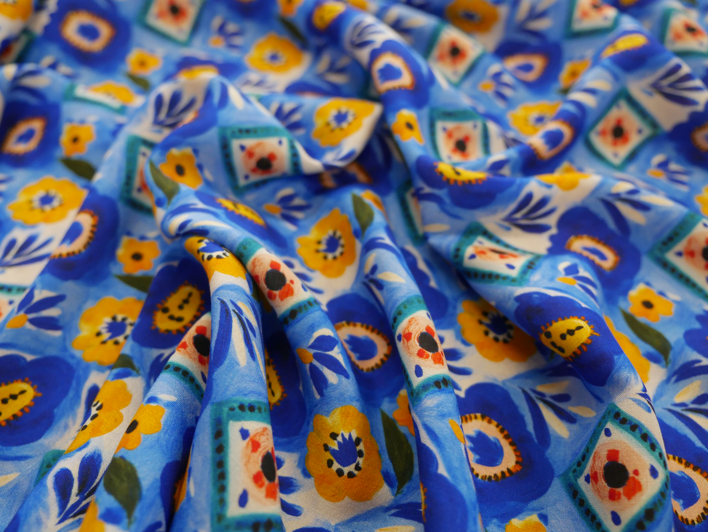 Natalia Dress Kit - Azure Tiles Viscose Lawn