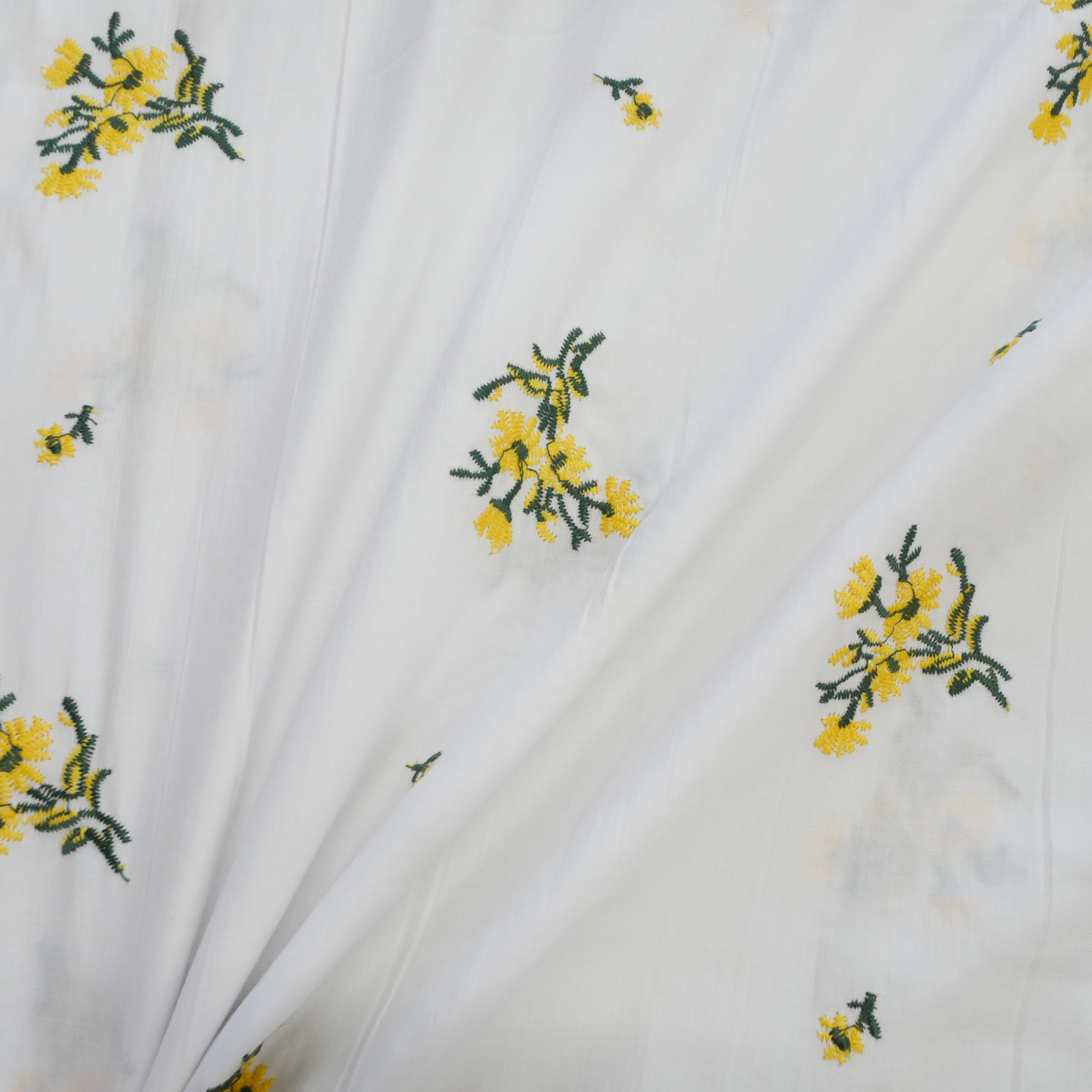 Cotton - Embroidered Flowers