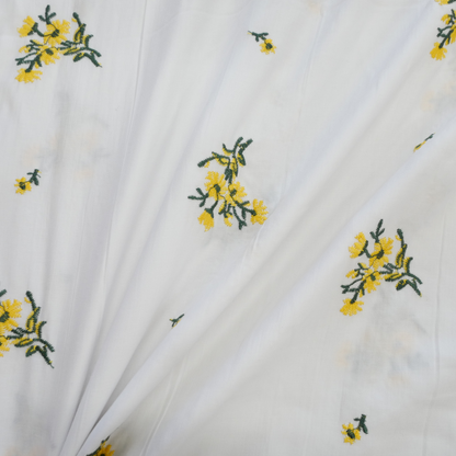 Cotton - Embroidered Flowers
