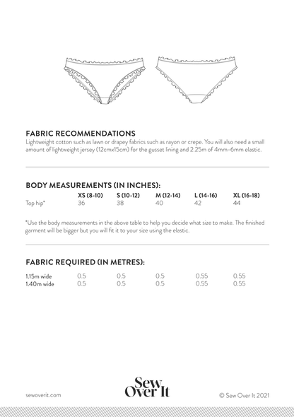 Knickers PDF Sewing Pattern - Sew Over It