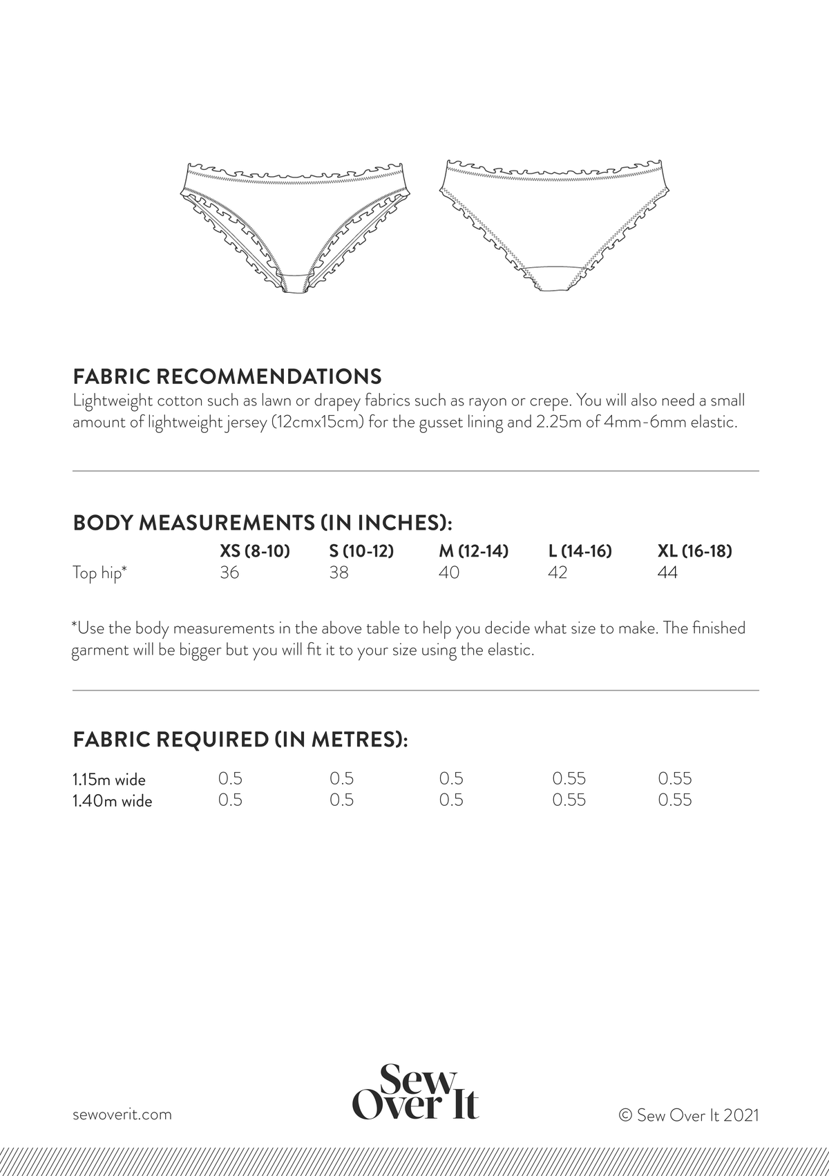 Knickers PDF Sewing Pattern - Sew Over It